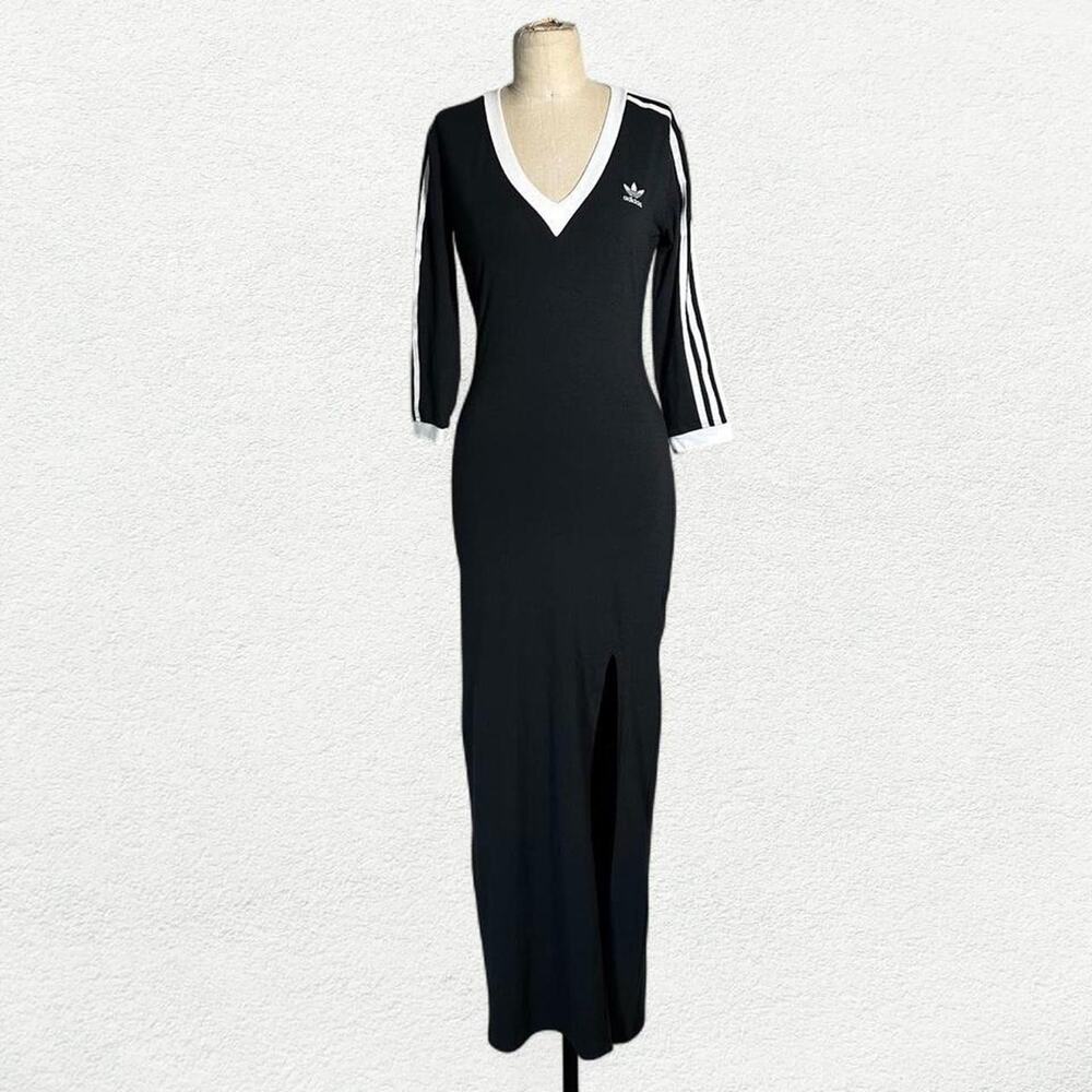 Adidas Adicolor Classics 3-Stripes Maxi Dress in Black & White